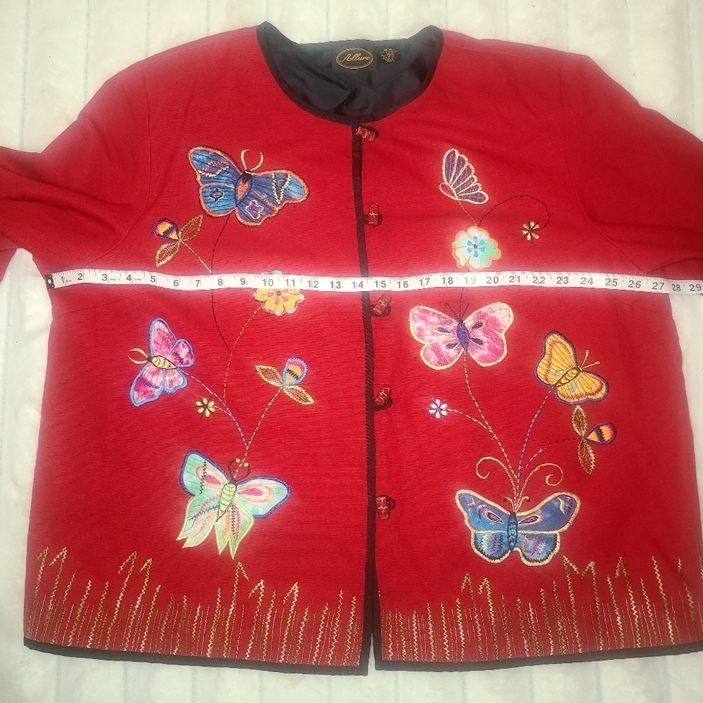 Red Embroidered Butterfly Jacket - Picture 11 of 13